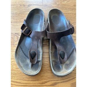 Birkenstock Gizeh Leather Unisex Sandal Brown Men 10/10.5 Women 11